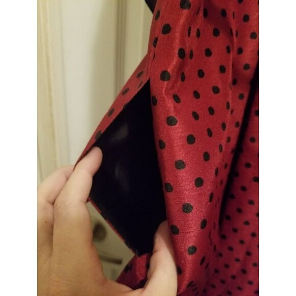 Danny And Nicole Dress Sz 8 Red With Black Polka Dots with black belt Pockets - Picture 7 of 12